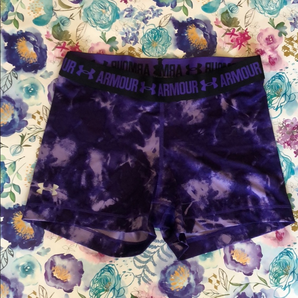 Purple under armour spandex shorts